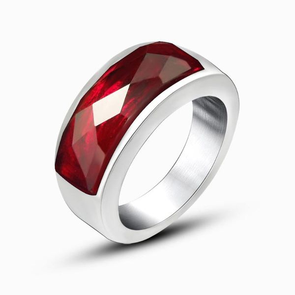 

cluster rings men wedding small red black dard blue stone stainless steel circle fashion anniversary jewelry size 5 6 7 8 9 10, Golden;silver