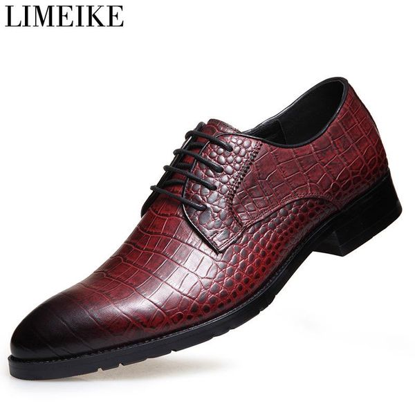 

dress shoes limeike men's genuine leather black soft business crocodile man