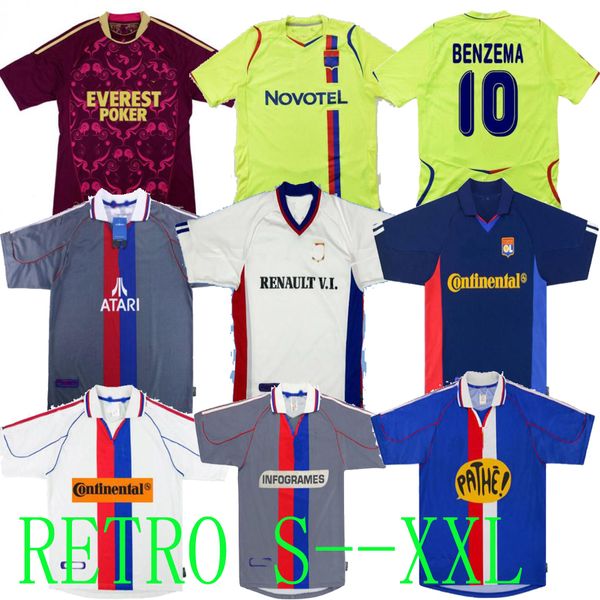 

top Olympique Lyonnais Lyon retro soccer jerseys 00 01 02 08 09 10 11 Carriere BAK GOVOU LISANDRO GOURCUFF TOULALAN JUNINHO BASTOS BENZEMA Maillot de football shirt, 00 01 away 3rd