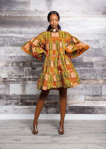 

ethnic clothing african dresses for women 2021 dashiki print ladies fashion dress plus size robes long sleeve summer, Red
