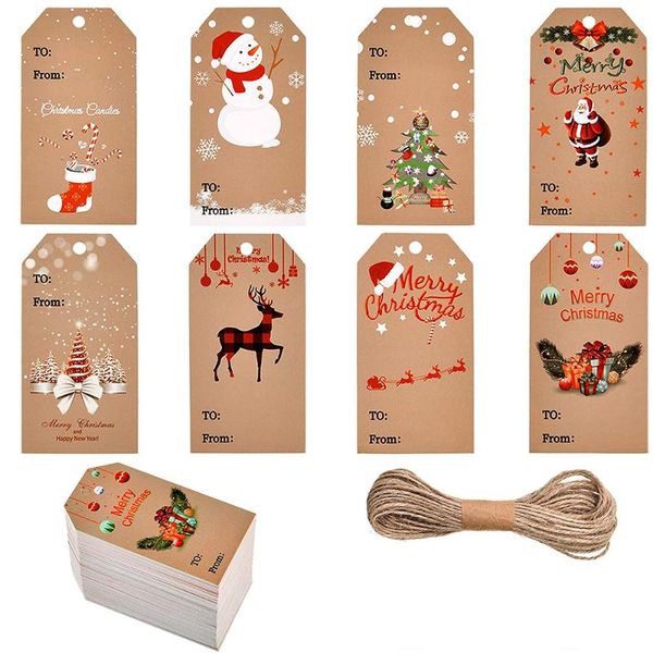 

jewelry pouches, bags 10-100pcs christmas tags natural kraft gift hang labels snowflake tree elk for diy xmas festival package box dec, Pink;blue