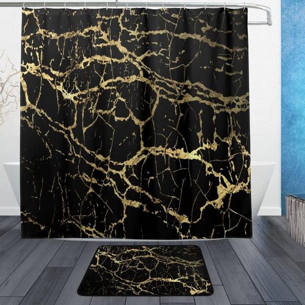 

stylish gold black marble waterproof polyester shower curtain curtains