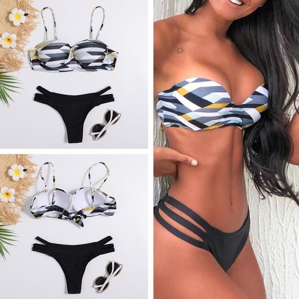 

women's swimwear strapless bikini 2021 woman 2 piece swimsuit solid set female high waist push up biquini brazilian, White;black