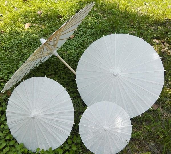

40 60cm diameter china japan paper umbrella traditional parasol bamboo frame wooden handle wedding parasols white artificial umbrellas, Slivery;white