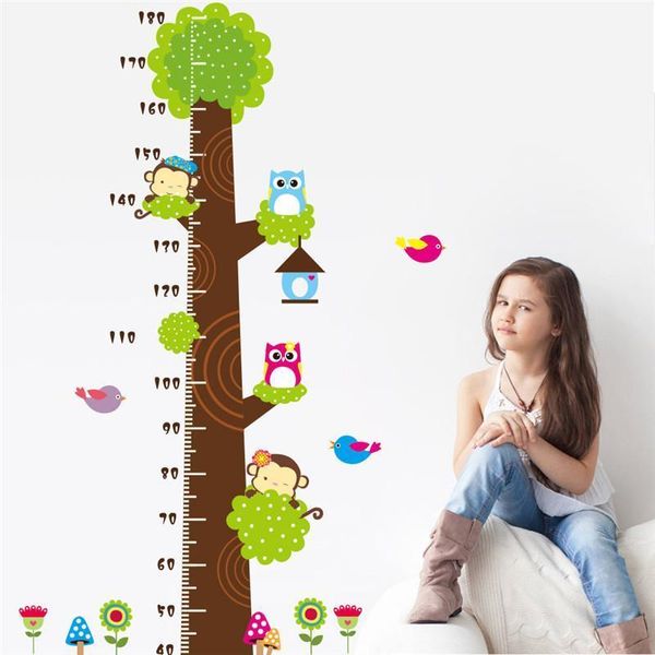 Gufo scimmia farfalla fiore albero grafico di crescita arte della parete decorazioni per la casa adesivi animali cartoni animati per bambini decalcomanie da muro zooyoocd003 210420