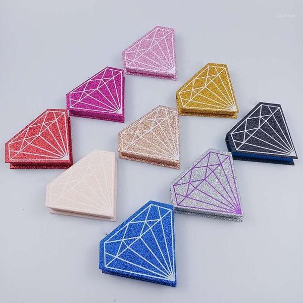 

10/30/50 boxes wholesale color diamond box false eyelashes 3d mink magnetic lashes case empty logo1
