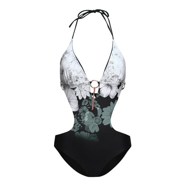 

women's swimwear women lace up print padded push-up bikini sling backless 2021 mujer swimsuit bathing biquini monokini trikinis, White;black