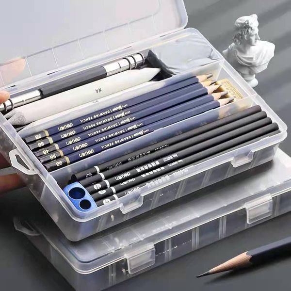 

pencil cases double layer empty box,sketch case,paint tool and single set
