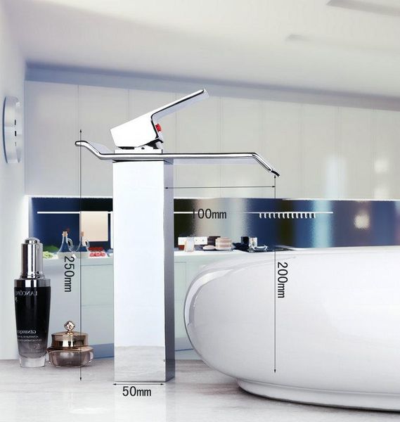 

bathroom sink faucets yanksmart basin torneira square spout waterfall chrome deck mounted single handle mixers taps