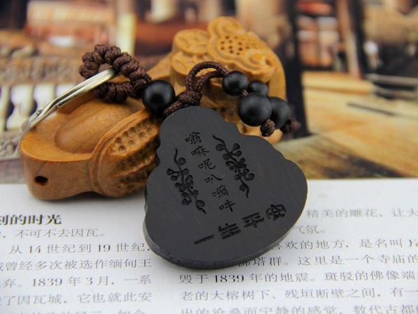 

keychains smiling buddha keychain ebony wood key chain car pendant bag charms pendants vintage women men jewelry, Silver