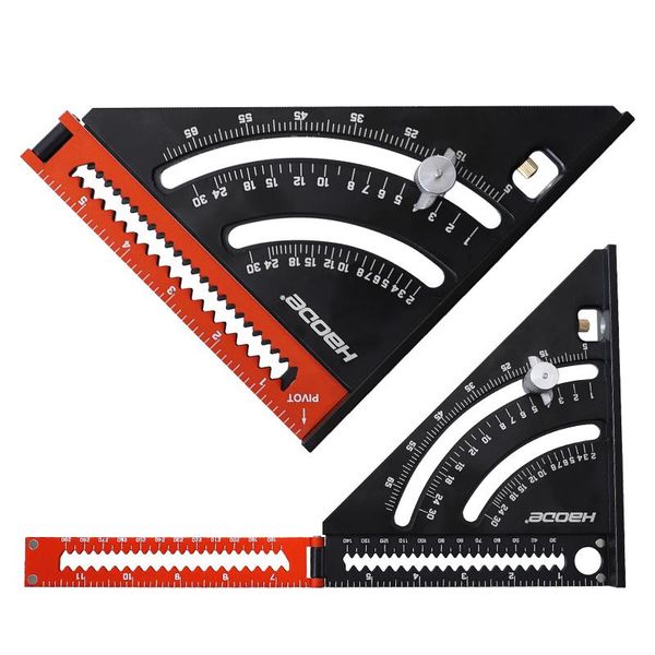 

folding triangle squares ruler positioning angle woodworking tool aluminum alloy 2-in-1 extendable layout with base goniometer professional