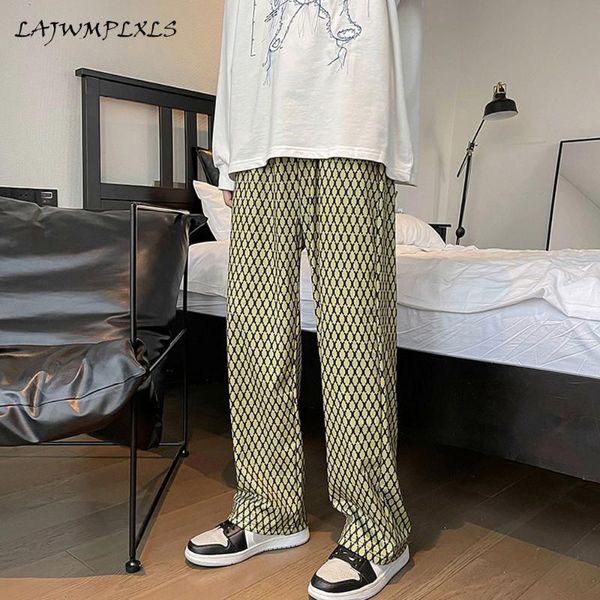 

men's pants spring autumn fashion streetwear mens high street draping effect mop man male straight wide leg sweatpants clothing, Black