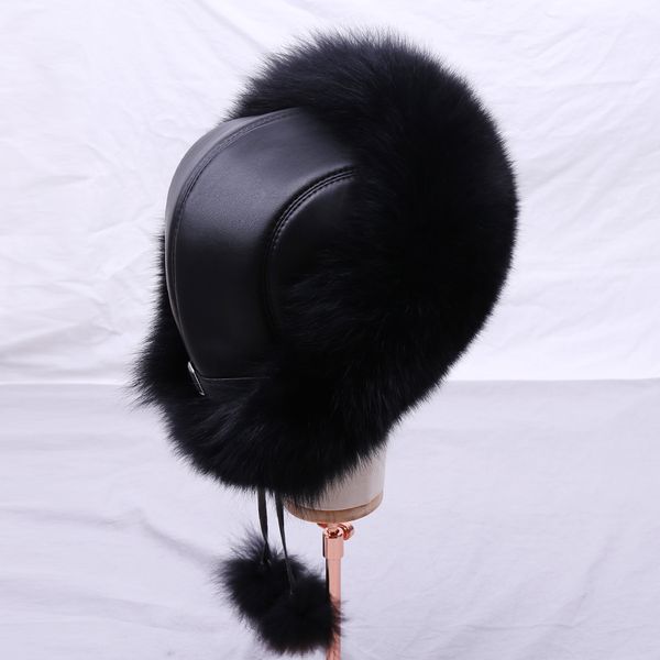 

=real fox fur womens russian ushanka aviator trapper snow skiing hat caps earflap winter bomber silver fox fur hat, Blue;gray