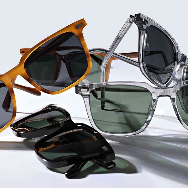 

2021 vintage acetate sunglasses men retro square polarized anti- uv400 eyeglasses drive outdoor sun glasses, Silver