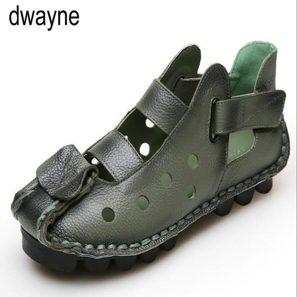 

summer soft bottom flat genuine leather women shoes personality leisure sandals retro handmade sapato fgb67, Black