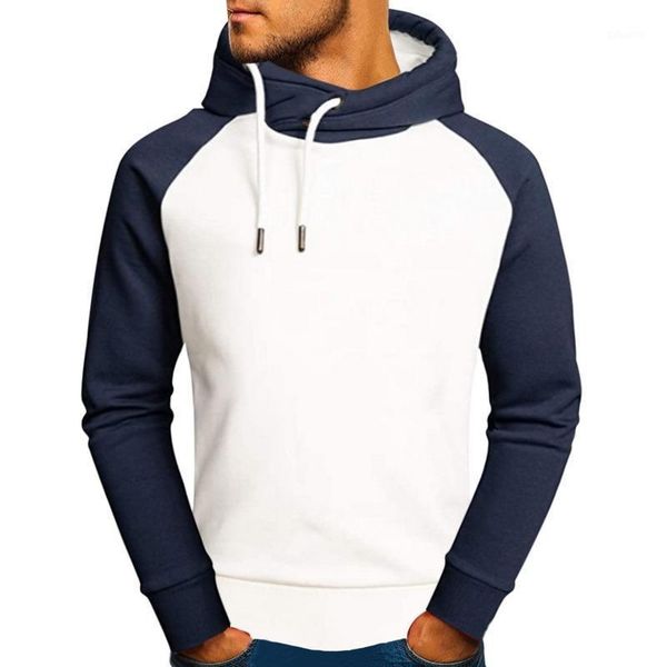 

men's casual shirts man hoodie long sleeve sweatshirts autumn streetwear men clothes warm high collar drawstring hooded pullover fleec, White;black
