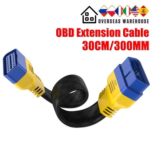 

original autool 16pin 30cm car obd extension cable connector adapter cord obd2 flexible gooseneck obdii diagnostic tools