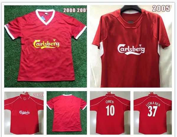 

retro soccer jersey 00 01 02 05 #17 gerrard #10 owen fowler 9 smicer 7 maillot heskey keane vintage football shirts, Black;yellow