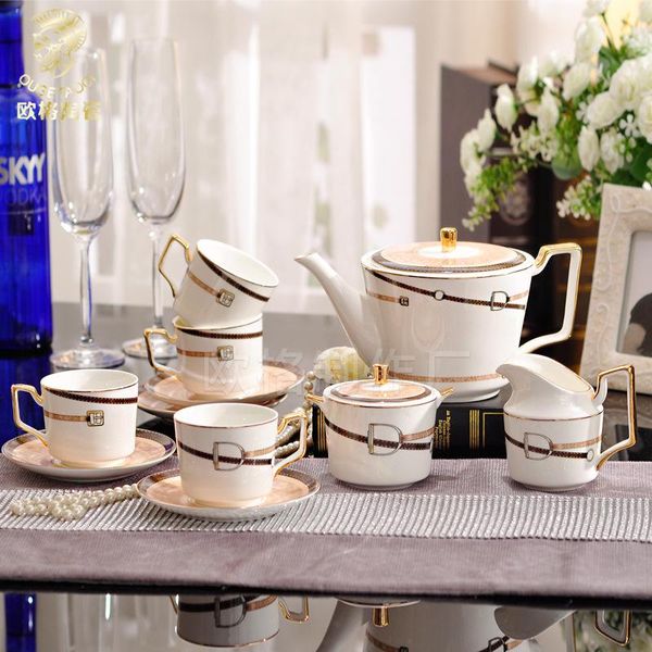

elegant and simple bone china coffee cup european style ceramic afternoon tea set flower dishes & plates