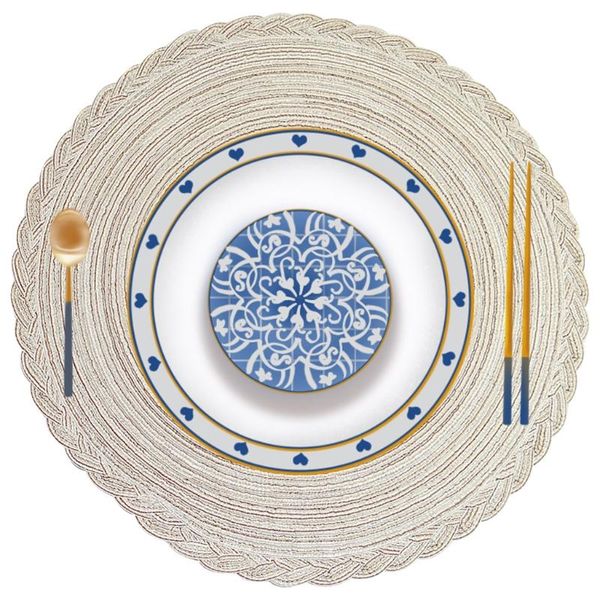 

mats & pads h7ed 4pcs round placemats for dining table woven heat resistant anti-slid kitchen mat