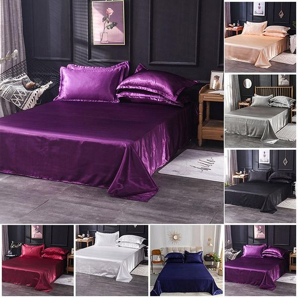 

sheets & sets satin fitted sheet wedding bed big large size 245x270cm flat thicken twin bedsheet cotton linen