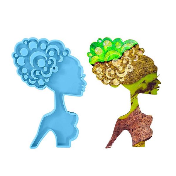 

craft tools afro female silicone mold diy resin keychain for jewelry pendants mobile phone po or making