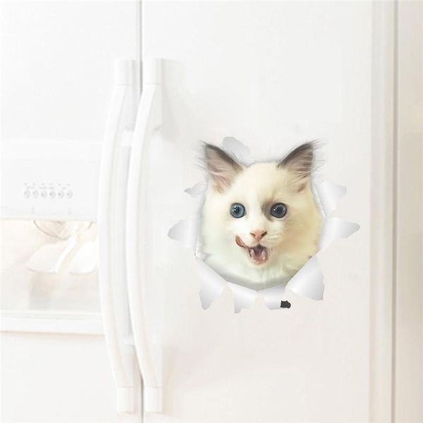

wall stickers 3d vivid cats broken toilet switch door cupboard refrigerator decals for home bathroom decor poster mural