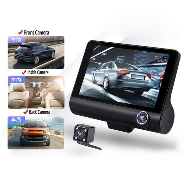 

1080p 4" dual lens hd car dvr rearview video dash cam recorder camera g-sensor