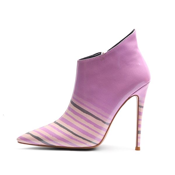 

boots olomm woman winter ankle stiletto boots pointed to beautiful purple orange toe take off women's shoes and size 3-13 85pf, Black