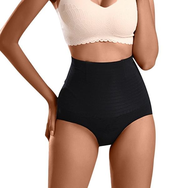

women's panties ice silk seamless high waist hip bodybuilding stretch shaping pants summer ultra-thin slimming plus size underwear, Black;pink