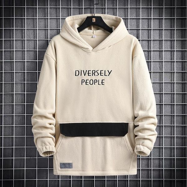 

men's pullover fleece sweatershirt casual hooded hoodies solid streetwear men arrival printed coat male m-5xl & sweatshirts, Black