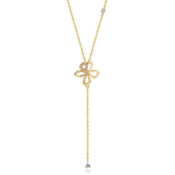 

chains s925 sterling silver female butterfly necklace small fresh forest flower clavicle chain