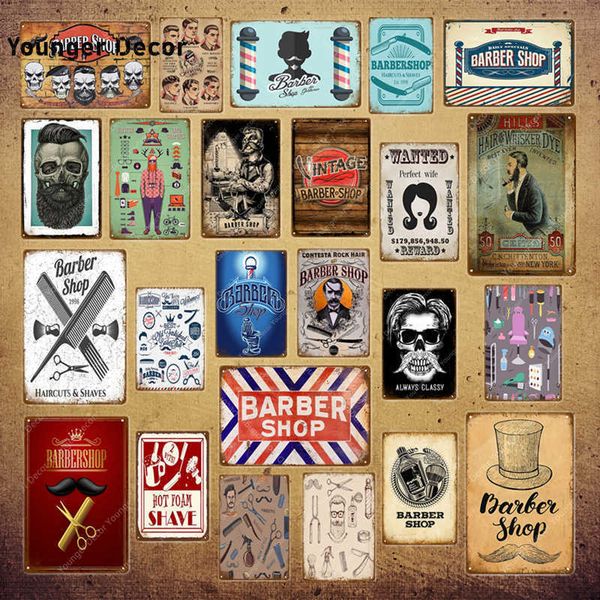 

vintage barber shop metal signs haircut tattoo poster cafe bar college dorm decoration plaque home wall decor yi-0391