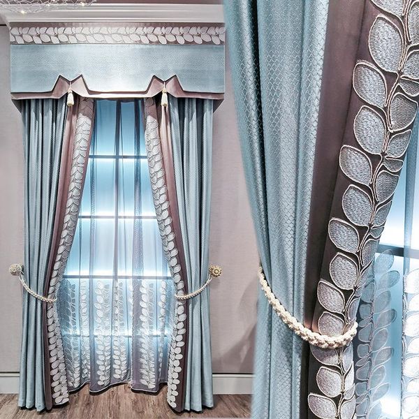 

curtain & drapes light luxury small french blue model room high grade el apartment club suit customization