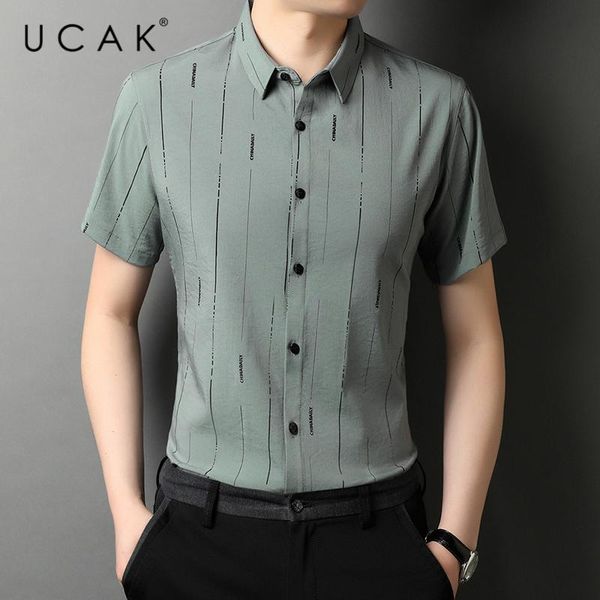 

men's casual shirts ucak brand summer comfortable striped men clothing fashion style streetwear soft shirt clothes homme u6219, White;black
