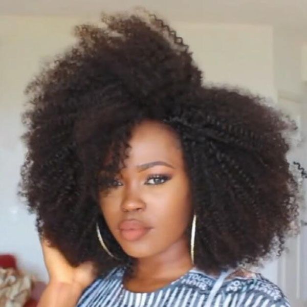 

small short curl dark brown fluffy explosive head wig headgear, Black