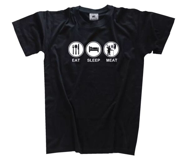 

eat sleep carne fleischer metzger camiseta s-xxxl, White;black