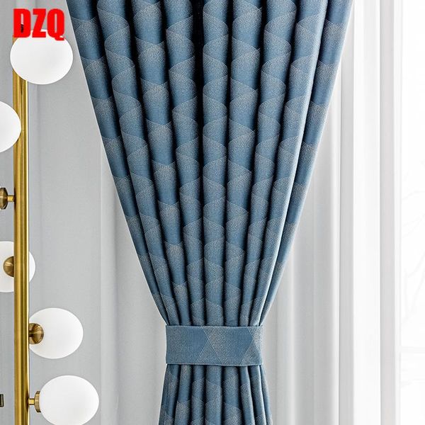 

curtain & drapes japanese finished product light luxury full shading living bedroom floor-to-ceiling bay window striped jacquard blue