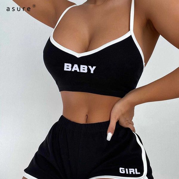 

2 piece sets womens outfits summer clothes vendors sport suits with biker shorts crop for fitness joggers ls21026pf 210712, Gray