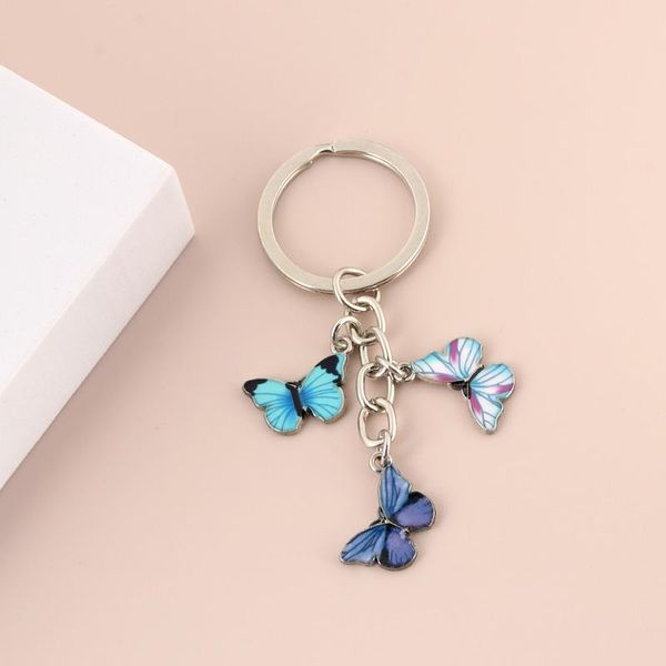 

keychains colorful enamel butterfly keychain insects car key women bag accessories jewelry gifts, Silver