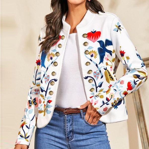 

women's jackets 2022 fashion women splice print jacket long sleeve basic coats slim short female cardigan plus size #z, Black;brown