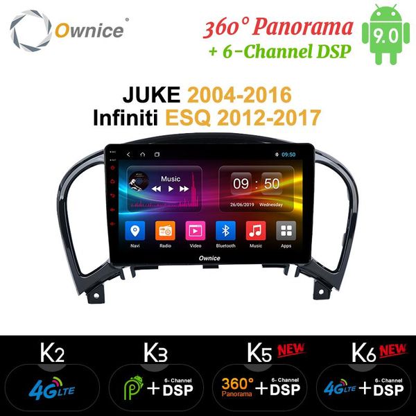 

player ownice android 9.0 360 panorama car dvd gps k5 k6 for juke 2004 - 2021 navigation radio 4g lte spdif