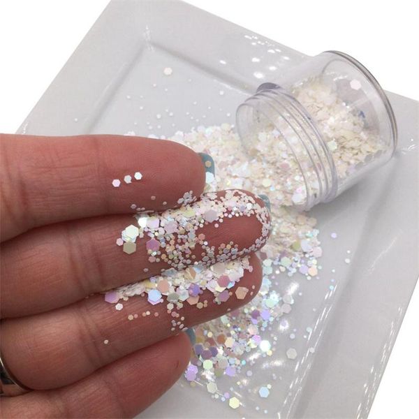

50g/bag nail art grease paint chunky glitter powder ornament mixed shape for polish nails holographic manicure decoration set1-4, Silver;gold
