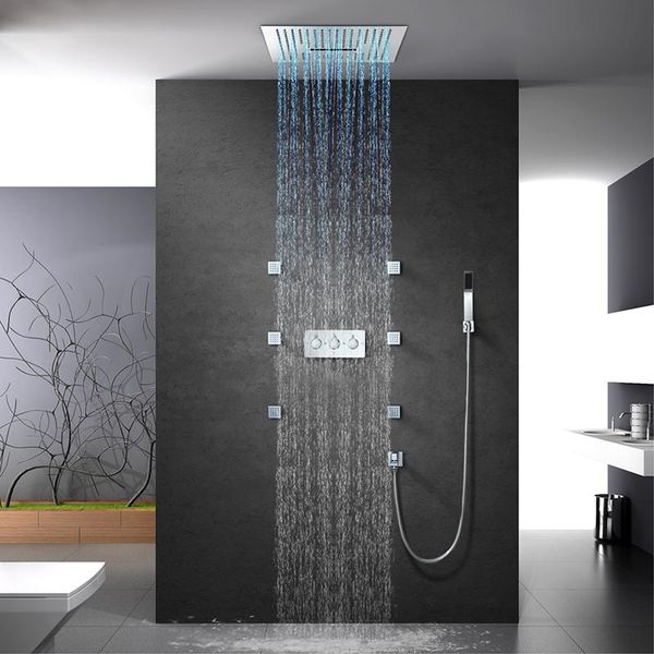 

cold shower sets rainfall waterfall showerheads ceiling head bluetooth music smart touch systems 400mm bathroom