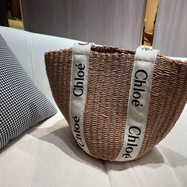 

bag 2021 new fashion pure color hand woven single shoulder bucket female cabe basket beach bag women luxurys designers ysj