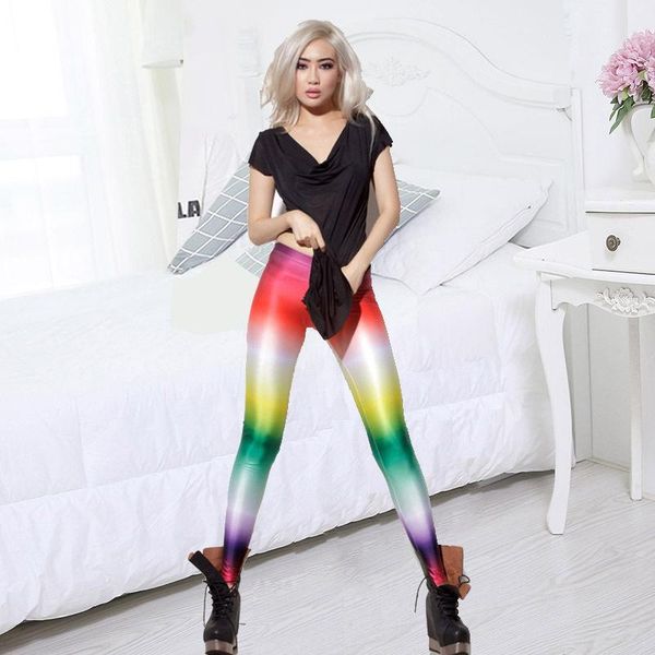

women's leggings starry sky print slim slimming stretch rainbow sexy, Black