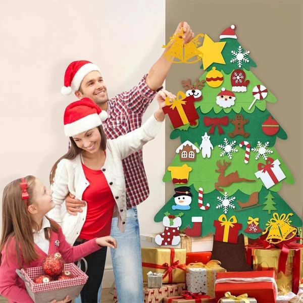 

christmas decorations diy felt tree decor santa claus kids toys handmade door home xmas ornaments decoration year 2021 gifts