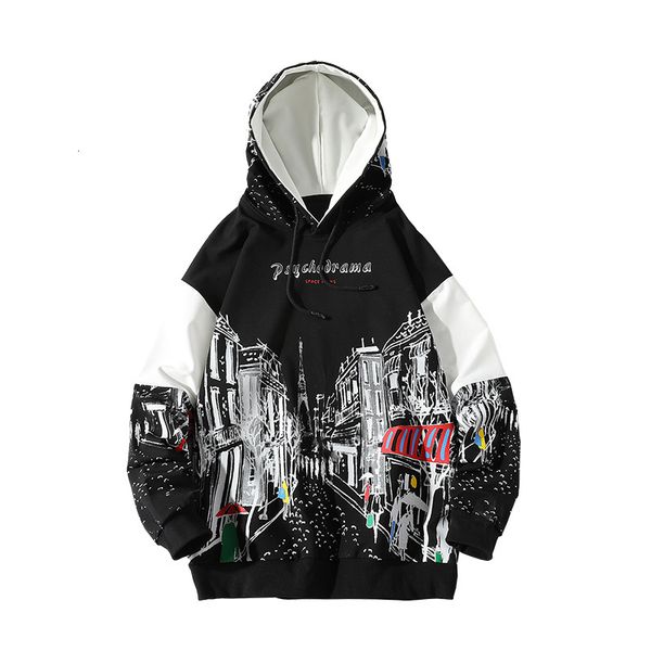 

men's hoodies & sweatshirts fashion printed sweatshirt spring hoody casual streetwear hip hop pullover clothes ip24, Black