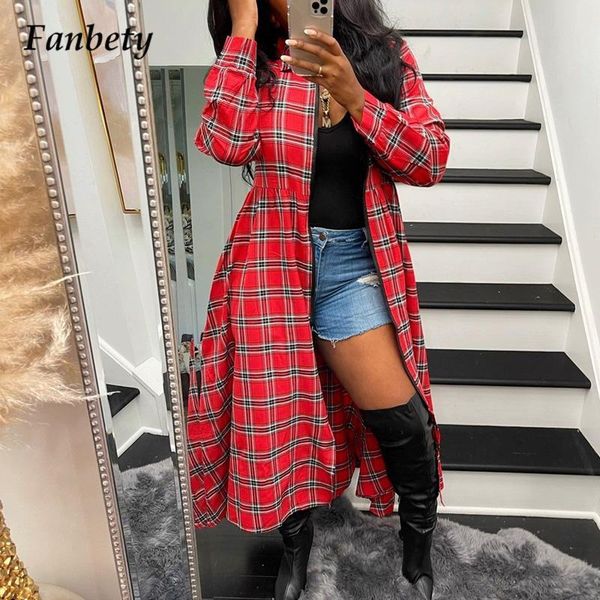 

women's trench coats fashion vintage street plaid long jacket autumn spring casual women windbreaker elegant slim shirts style, Tan;black