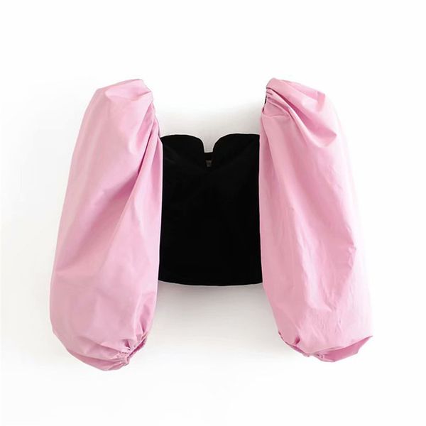 

stylish patchwork velvet blouses lantern sleeve shirts female casual short style chic blusas mujer, White